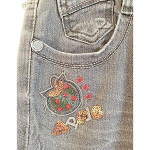 MFZ Meifanza Wear Apple Womens Jeans Sz 28 Black Sequins Embroidery Retro Hippie